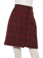 チェック台形スカート/コゲチャ