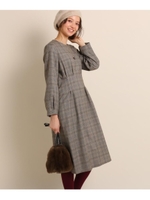 ツイルグレンチェックワンピース/ダークブラウン(243)