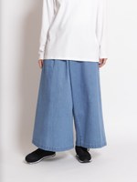 デニムアシンメトリーワイドパンツ/ブルー