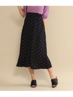 ドット柄フレアスカート/ブラック(027)