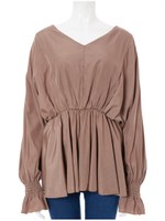 ドルマンスリーブギャザーブラウス/ブラウン