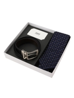 ネクタイ&ベルト BOXセット/ネイビードット(493)