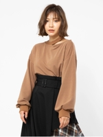 ネックスリットプルオーバー/キャメル