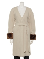 ノーカラーコート/オフホワイト