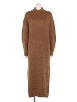 ハイネックモヘアワンピース/BROWN