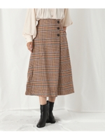 ハウンドトゥースサイドボタンフレア/オレンジ(011)