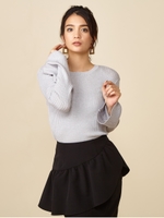 バックオープンラメニットトップス/ライトグレー