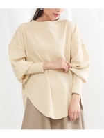 バックボタンデザインワッフルロンT/ベージュ(005)