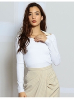 バックルホルターハートネックＴシャツ/オフホワイト