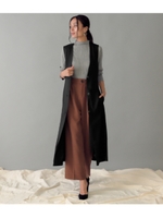 バックレース切替トレンチ風ジレ/ブラック(027)