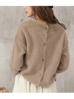 バック釦ショート丈ニットトップス/ベージュ(005)