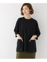 ビッグシルエット 袖 チビロゴ カーゴ 半袖 Tシャツ/ブラック(019)