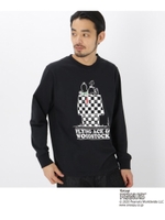 ピーナッツ PEANUTS 別注 スヌーピー チェッカー 長袖 Tシャツ/ブラック(019)