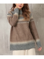 フェアアイル柄ゆるニットトップス/グレー(006)