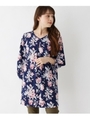 フラワープリントチュニック/ネイビー(093)