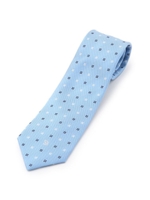 フラワー小紋柄ネクタイ/ライトブルー(091)