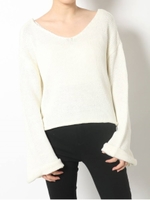 フロントカーブニットトップス/WHT