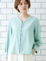 フロントデザインVネックブラウス/ミント