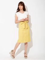 フロントボタンタイトスカート/マスタード