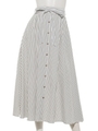 フロントボタンフレアースカート/ストライプ オフホワイト