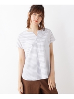 ブロード重ねキーネックシャツ/オフホワイト(303)