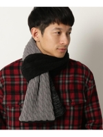 ブロッキング配色ニットマフラー/ブラック(019)