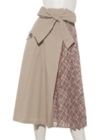 プリーツ切替トレンチスカート/ベージュ