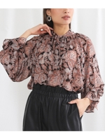 ペイズリーボウタイボリュームスリーブブラウス/ブラック(027)