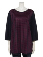 ボーダー×メッシュ切替Ｔシャツ/ダークブルー