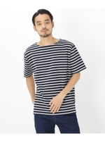 ボートネック ボーダー 半袖 Tシャツ/ネイビー(193)
