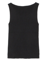 ボートネックノースリーブライトリブニット/ブラック