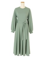 ボリュームフレアスカートカットソーワンピース/ミントグリーン