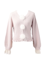 マシュマロポンポンニットカーディガン/ mille fille closet/ピンク