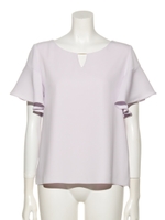 メタルパーツ無地半袖ブラウス/ラベンダー