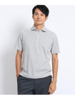 メランジハニカム ボーダー ポロシャツ/グレー(012)