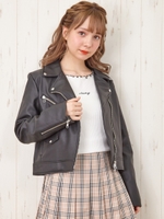 ライダースジャケット/クロ