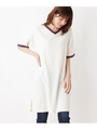 ラインパイピングミニ裏毛ワンピース/オフホワイト(003)