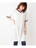 ラインパイピングミニ裏毛ワンピース/オフホワイト(003)