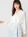 ラッフルフリルボウタイブラウス/シロ
