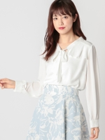 ラッフルフリルボウタイブラウス/シロ