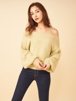 ラメシャギーニットトップス/グリーン