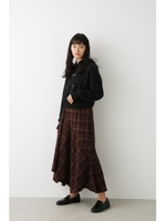 ランダムヘムロングスカート/柄BRN5