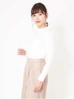 ランダムリブクルーネックニット/オフホワイト