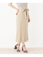 リッチリネンストレッチスカート/ベージュ(052)