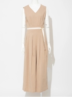 リネンウエストベルトオールインワン/ベージュ