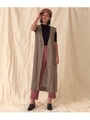 リネンライクサイドスリットロングジレ/モカ(016)