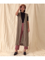 リネンライクサイドスリットロングジレ/モカ(016)