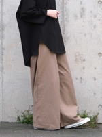 リネン混インド綿ワイドパンツ/モカ