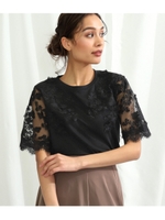 レーススリーブプルオーバー/ブラック(027)