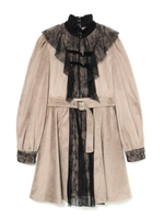 レースフリル切り替えワンピース/ベージュ